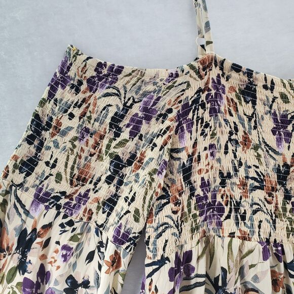 5 5X Torrid Challis Smocked Cold Shoulder Rayon Floral 3/4 Sleeve Blouse Top - Picture 11 of 11